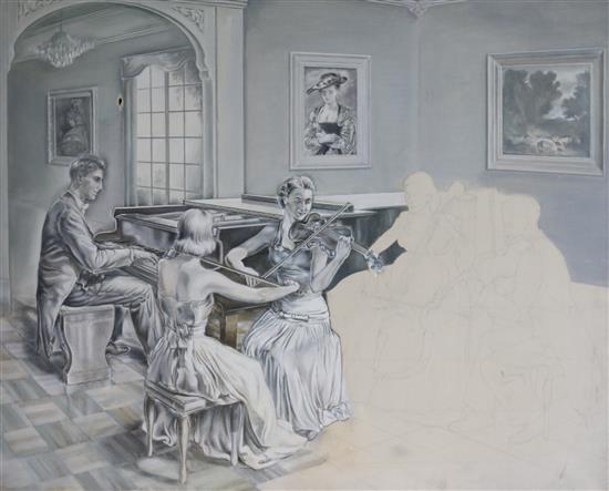 Oil on canvas - musician (unfinished) & loose copies